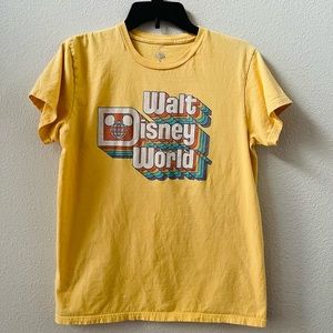 WALT DISNEY WORLD T-Shirt Size LARGE Yellow Modern Retro Rainbow Disney Parks